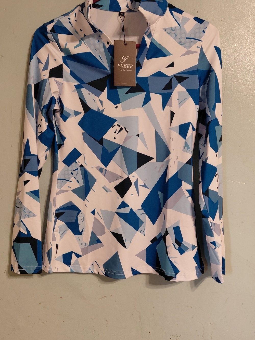 Women’s Blue Geometric Long Sleeve Top Golf Shirt